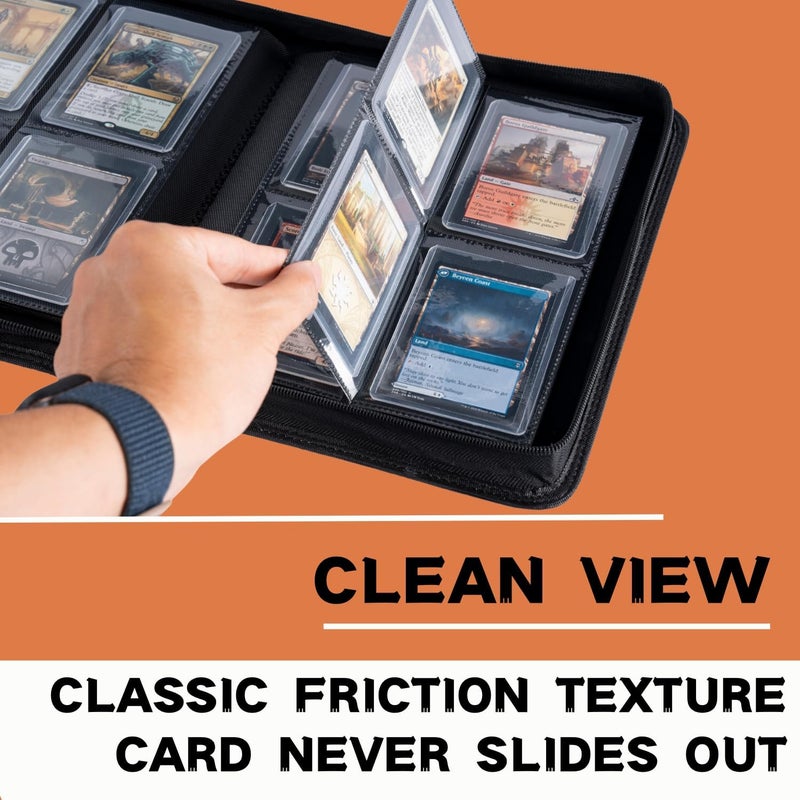 KUOOKING Toploader Binder, Holds 128+ Toploaders, 4 Pocket Top Loader Card Storage Case, Double-Sided Pockets for trading card in 3 x 4'' Toploaders（Oragne） - Image 4